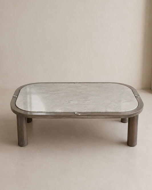 Table basse rectangulaire en marbre et acier chromé — design italien, circa 1970