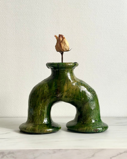 Vase sculptural en céramique émaillée de Tamegroute