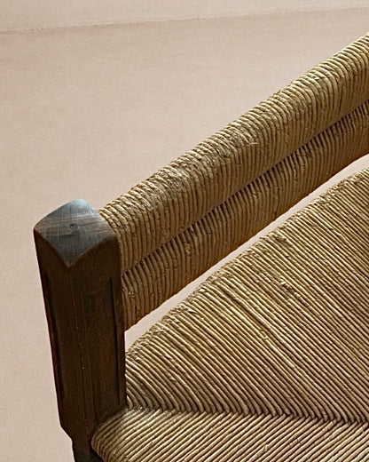 Fauteuil d'angle à piétement tourné en chapelet, dans le goût de Charles Dudouyt — France, circa 1940
