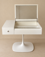 Coiffeuse à piètement tulipe en bois laqué blanc — années 1970